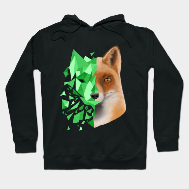 green shattered fox Hoodie by dragonlord19